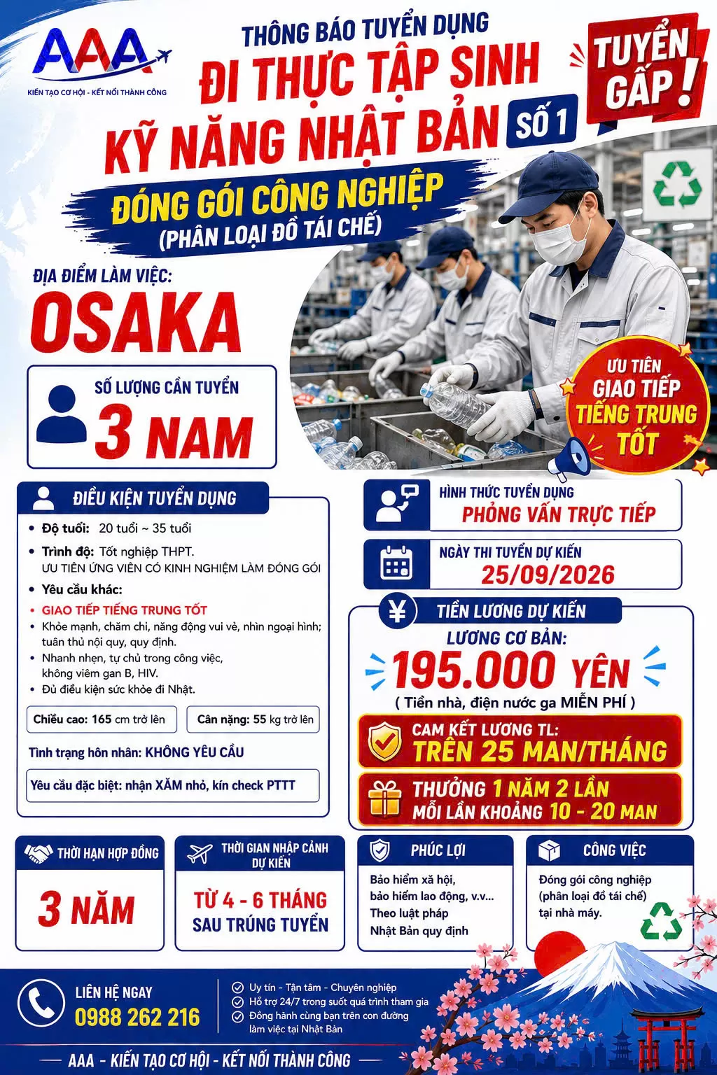 NAM CÔNG XƯỞNG OSAKA – VỀ TAY 25 MAN