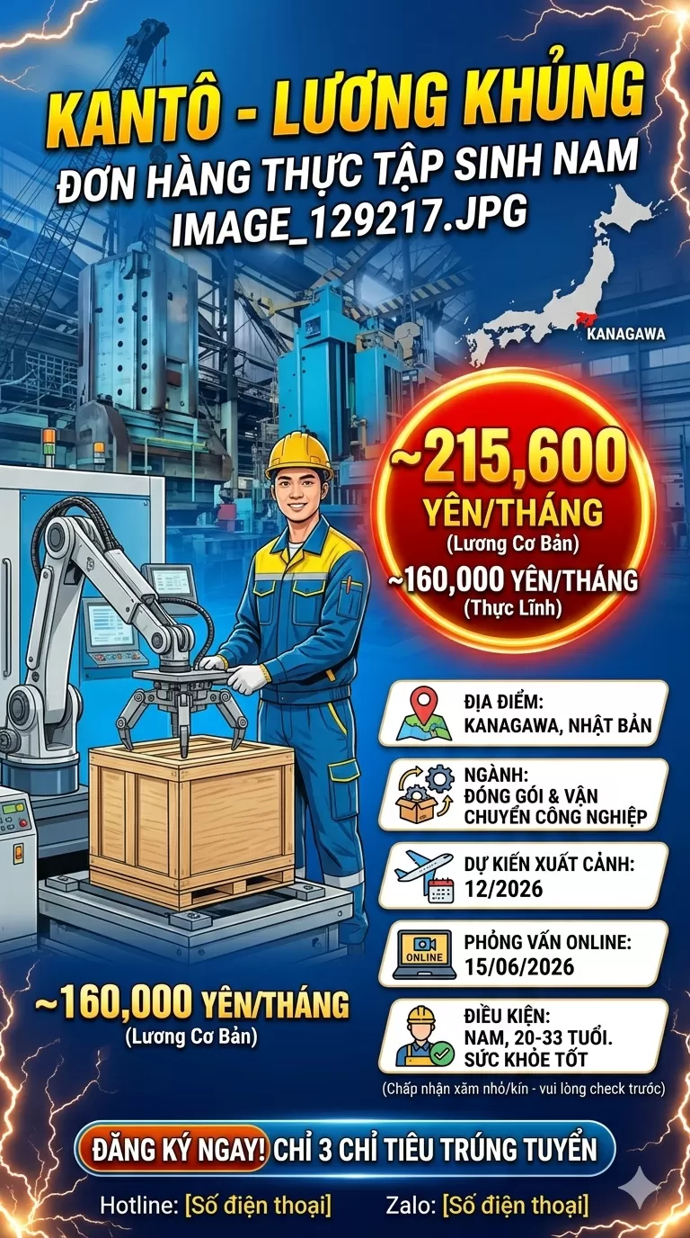 NAM CÔNG XƯỞNG KANTO LƯƠNG CAO - XUẤT CẢNH 12/2026